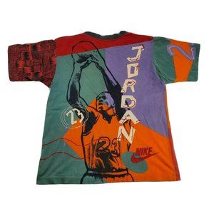 Michael Jordan Magic Johnson Nike - T Shirt Sz L -All Over Print Vintage 90's
